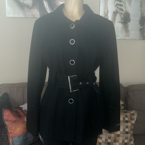 Jones New York Jackets & Blazers - Jones New York Trench Coat Peplum Wool Blend size 12